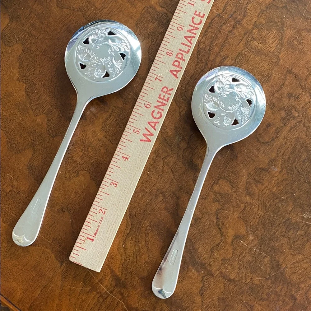 Vintage Silver Plate Cranberry Spoon Tomato Server Made in Italy set of 2